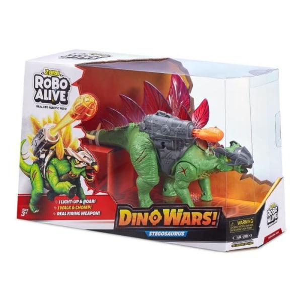 Robotic Dino - ZURU - Dino Wars Stegosaurus - Stegosaurus Robo Alive med rustning, lysplader og pistol Flerfärgad