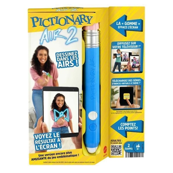 Mattel Games - Pictionary Air 2 - Peli lapsille, aikuisille, perheelle HNT74 Flerfärgad