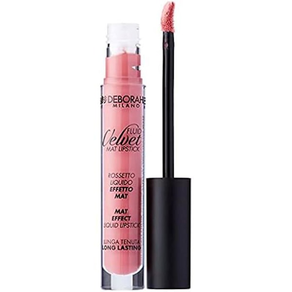 Huulipuna - DEBORAH - Fluid Velvet Lipstick N.19 - Intensiivinen väri - Flocked applikaattori - Vedenpitävä "guld, ljus lila"