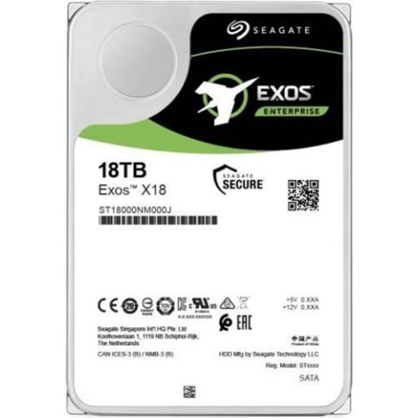 SEAGATE EXOS SATA III - 3,5" hårddisk - 18TB - 7200 rpm - 256MB cache - 512e/4kn