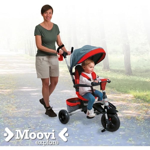 MONDO On & Go Moovi Explore foldbar evolutiv trehjulet cykel - Rød Grå och röd