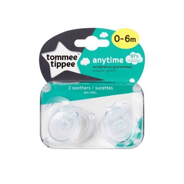 Sucette Tommee Tippee Anytime 0-6m Två Pandor - Set om 2 - Silikon - Babye - Slumptisk färg Blå