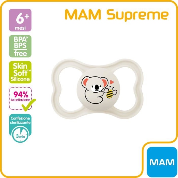 Mam Napp - ZEDMM424N - Supreme silikonnapp med nappfodral, 6 månader och grå