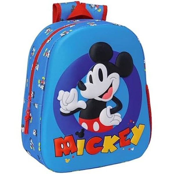 SAFTA skolryggsäck - MICKEY MOUSE - 3D-design - Anpassningsbar till vagn - Blå Blå