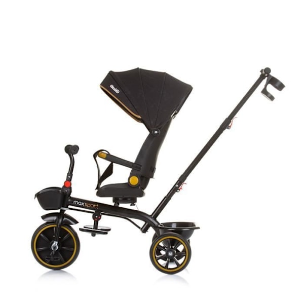Chipolino Tricycle Max Sport 2 i 1, Kopholder, Vendbart sæde, Kurv [Sort] Svart