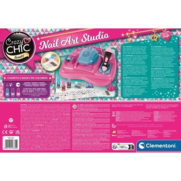 Clementoni - Nail Art Studio - Glitter kone + lakan kuivausrumpu - Lakka sisältyy hintaan Flerfarvet