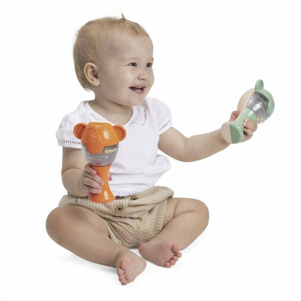 Herätysleikit - Chicco - Apina Marakatit - Kierrätetty muovi - 3 kuukautta - Unisex brun/grön