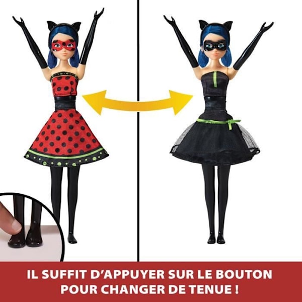 Poppu Ladybug Transformaatio - BANDAI - Miraculous 26 cm - Vaatevaihto röd svart