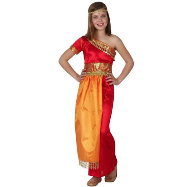 HINDUDÄKT FÖR FLICKA 3/4 ÅR gult och rött
