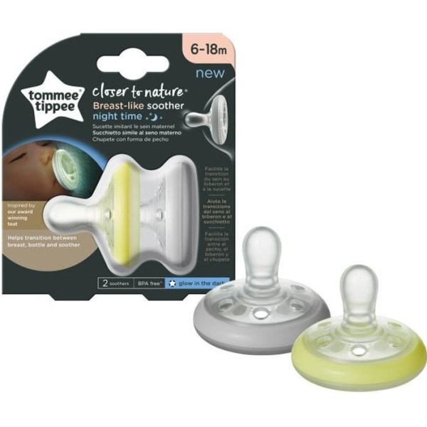 TOMMEE TIPPEE Closer To Nature Napp - Natural Shape Night x2 6-18 månader