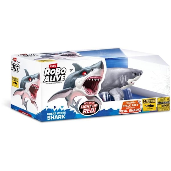 Interaktiivinen lelu - ZURU - Shark Attack Robo Alive - Valkohai realistisilla liikkeillä ja hehkuvilla silmillä Flerfärgad