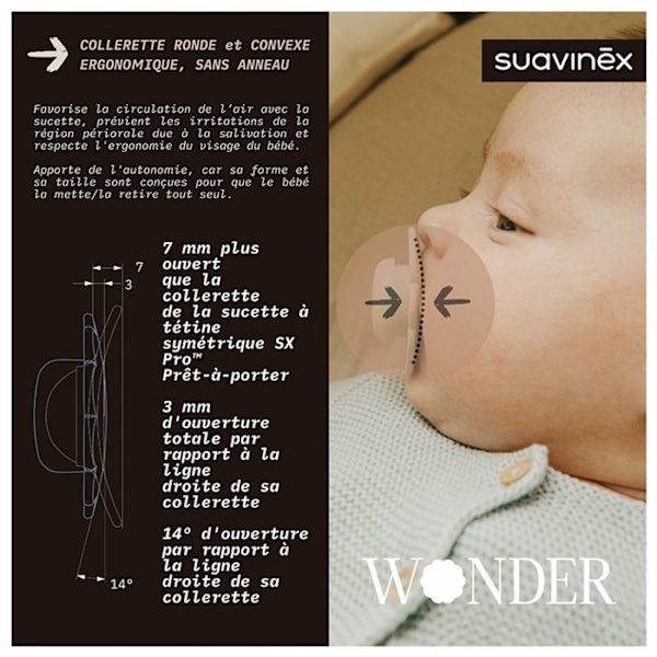 Suavinex, Wonder, Vendbar sutte 6/18 måneder Wonder - Viva magenta