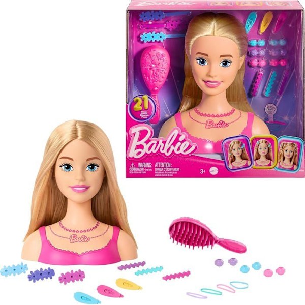 Huvud att styla Barbie blond med 21 tillbehör