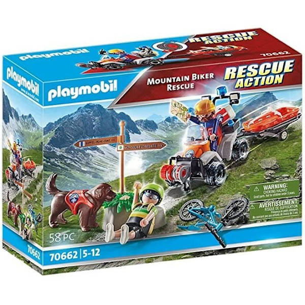 PLAYMOBIL - RESCUE ACTION MOUNTAIN BIKER RESCUE (70662) - Monivärinen - Lelufiguurisetti - 5 vuotta - Sekalaiset Flerfärgad