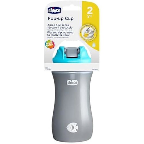 Barnkopp - Chicco - Pop-up Blå - 350ml - Handtag - Tål diskmaskin Blå