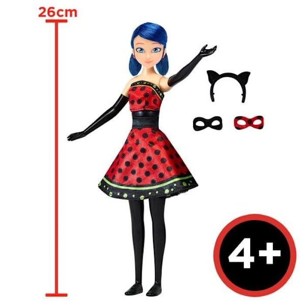 Poppu Ladybug Transformaatio - BANDAI - Miraculous 26 cm - Vaatevaihto röd svart