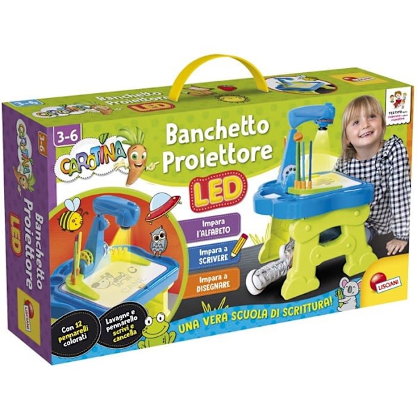 Liscianigiochi - 97135 - Cartotina Bankett LED-skrivskola, pedagogisk projektor, flerfärgad Flerfärgad