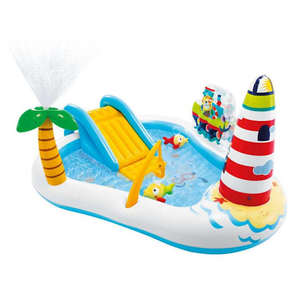 Sea Paradise Playground - INTEX - Oval - PVC - Palmefontæne - Rutsjebane - 182 liter Flerfärgad