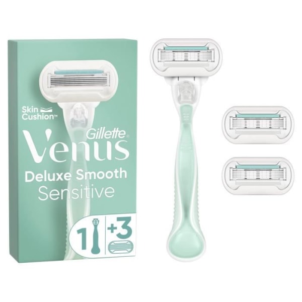 Gillette Venus Deluxe Smooth Sensitive, för kvinnor, 1 handtag, 2 bladrefill, 5 blad