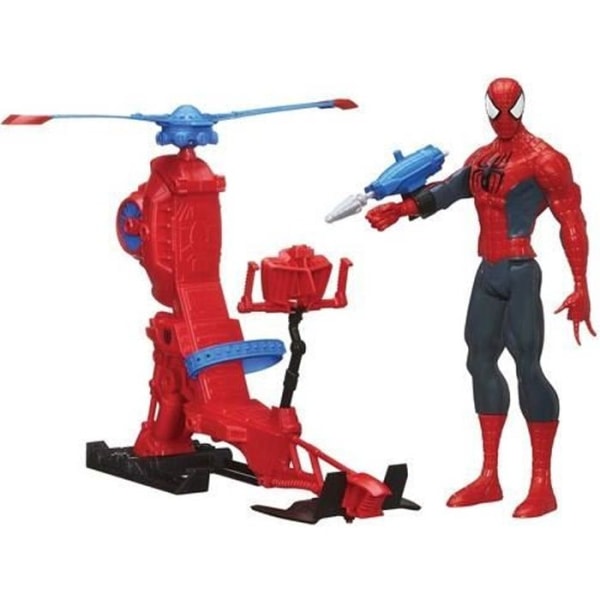 Spiderman Figure 30cm + Attack Helikopter - HASBRO - För barn från 4 år - Röd, Blå och Svart