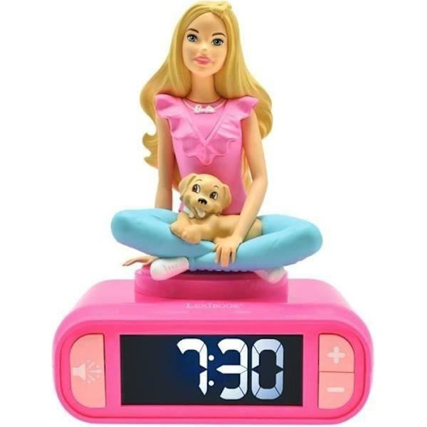 Digitalt vækkeur med skarpt natlys, 3D Barbie og lydeffekter rosa och blå