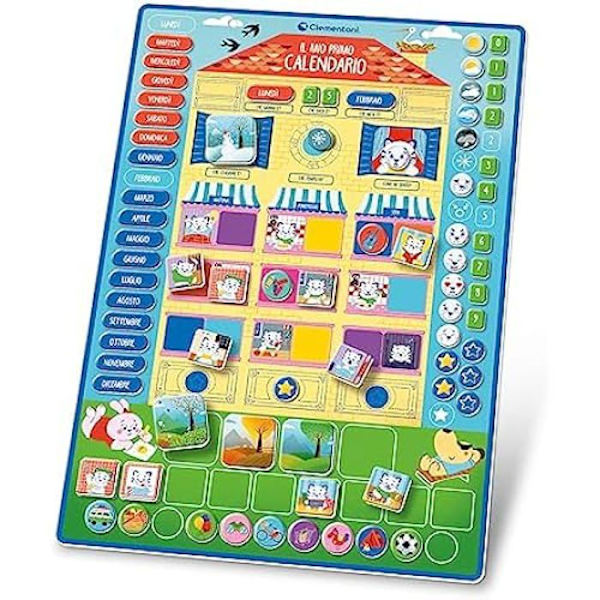 Clementoni- Sapientino – Mit første spil 3 år gammelt, Magnetic Board læring sæsoner, måneder, dage, børnekalender, italienska