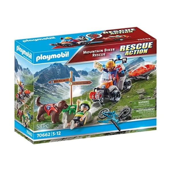PLAYMOBIL - RESCUE ACTION MOUNTAIN BIKER RESCUE (70662) - Flerfärgad - Leksaksfigurset - 5 år - Blandat Flerfärgad