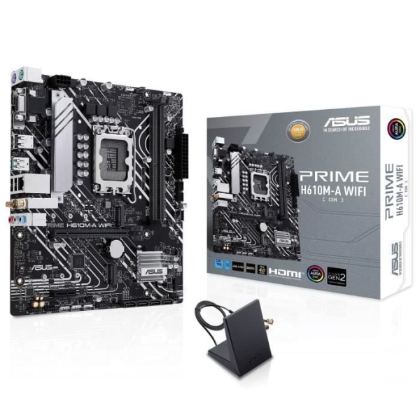 ASUS PRIME H610M-A WIFI - Micro ATX Socket 1700 Intel H610 Express moderkort - 2x DDR5 - M.2 PCIe 3.0 - USB 3.1 - PCI-Express 4.0 1