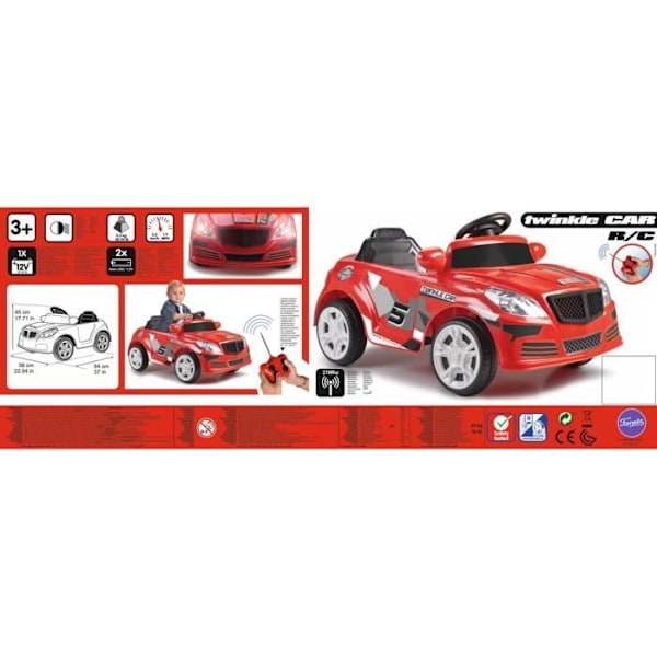 12V Twinkle Car R/C sähköauto - punainen - FEBER Blinka bil