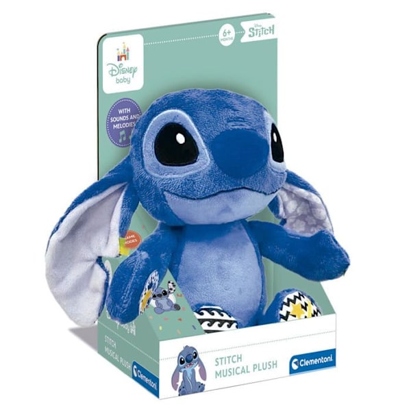 Peluche - Clementoni - Disney Stitch - Mjuk - Mixad - 0 månader och mer blå