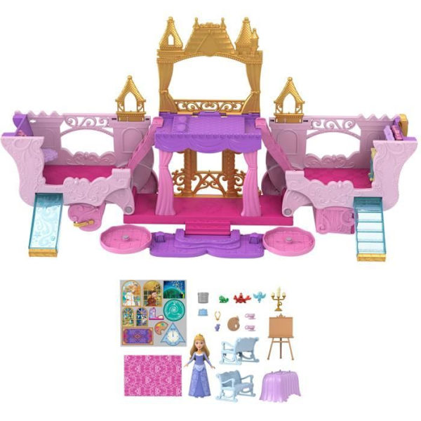 Vogn og slot - Mattel Disney Prinsesser Sæt med Aurora dukke HWX17 Flerfärgad