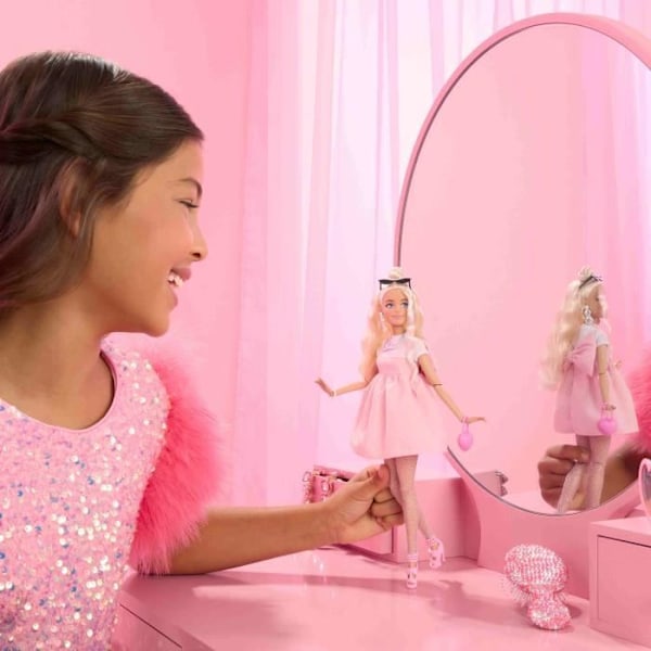 Barbie-Deluxe Style - Vaaleatukkainen Barbie-nukke vaaleanpunaisessa mekossa - 4 vuotta+ - HYV27 mjuk rosa