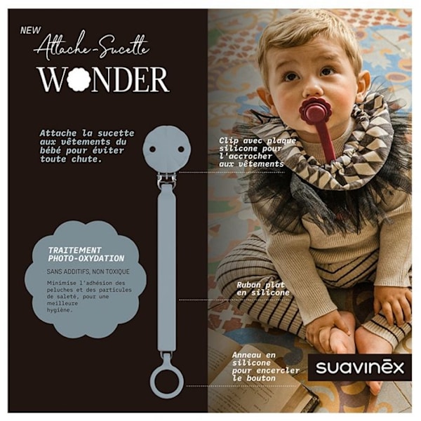 -Suavinex Attache Sutte Silikone Wonder (Model: Blå)
