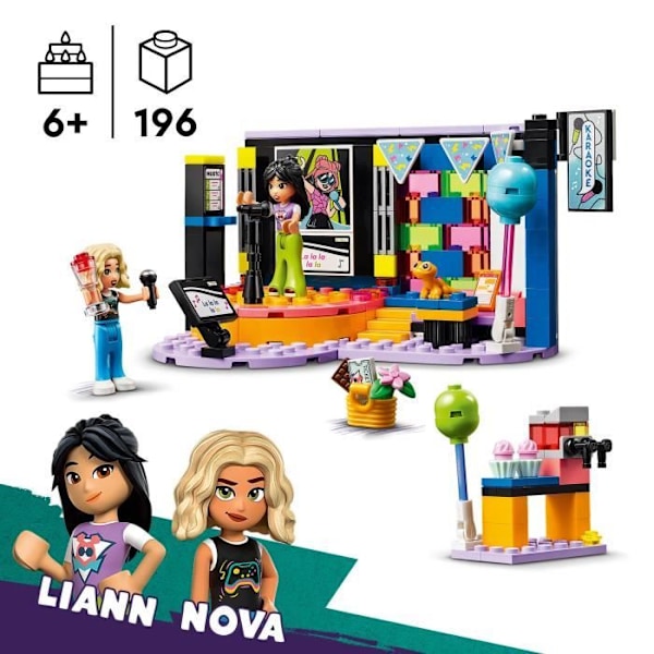 LEGO® 42610 Friends Karaoke, musikleksak med Liann och Nova dockor och figurer och en gecko Flerfärgad