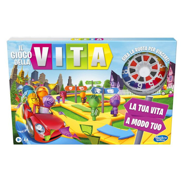 Hasbro The Game Of Life, Familiespil for 2-4 spillere, for børn fra 8 år og opefter, Inkluderer Øjeknopper...