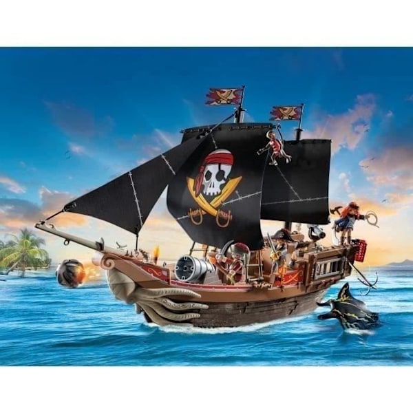 PLAYMOBIL 71530 Piratskib, 137 stykker inklusive 3 figurer og 4 dyr, Pirater, Kreativt rollespil, Fra 4 år Flerfärgad