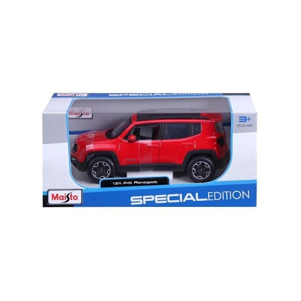 Punainen Jeep Renegade metalliajoneuvo 1/24 asteikolla MAISTO-merkiltä 3-vuotiaille ja sitä vanhemmille lapsille Röd