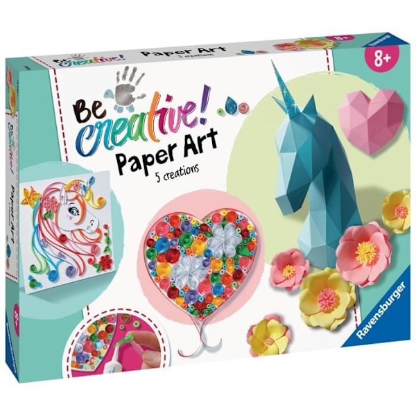 Be Creative Paper Art Maxi Origami, 3D-vikning, Quilling, 9 skapelser, Objektskapande, Kreativ fritid, Från 8 år – 18236, Ravensb