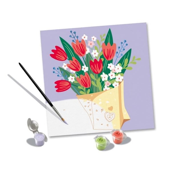 CreArt 20x20 cm Buket af tulipaner, Kreativ hobby, Voksen, Maler efter tal, 25518, Ravensburger Flerfärgade