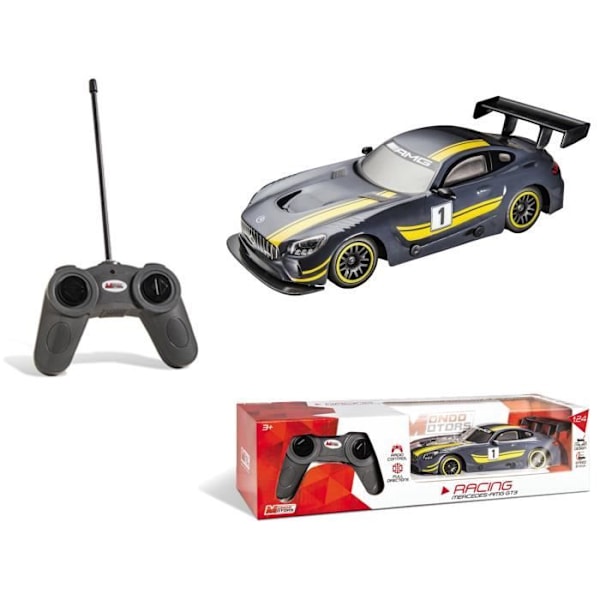 Radiostyret bil Mercedes AMG GT3 1:24 - Børn - MONDO - Skala 1:24 - RALLYE - Lexan karosseri - Sort MERCEDES - AMG GT3