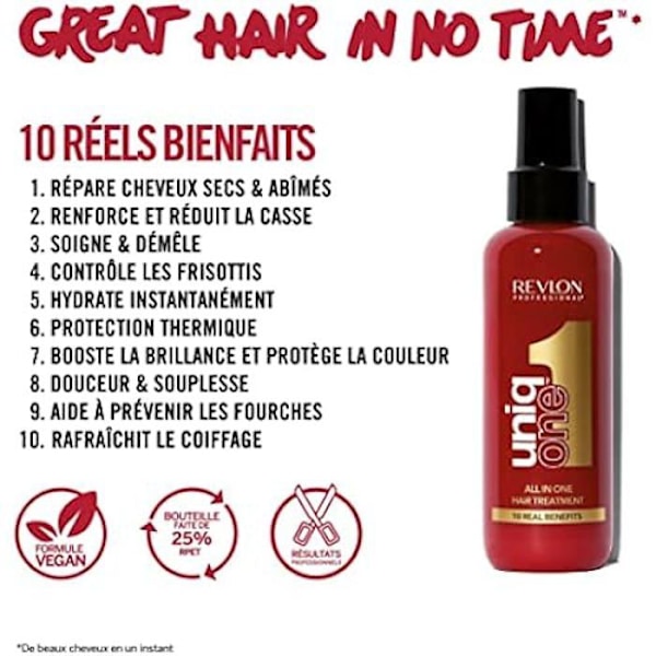 Revlon Professional UniqOne, 10 in 1 Spray hiusnaamio, Hiuksiin jätettävä hoitoaine, Vegan Formula -hiusspray, tuote