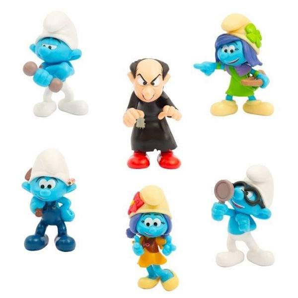 Figurer - GIOCHI PREZIOSI - Smølferne - Æske med 6 5 cm figurer inklusive 1 eksklusiv Azrael - Fra 3 år - PUF14 Blå