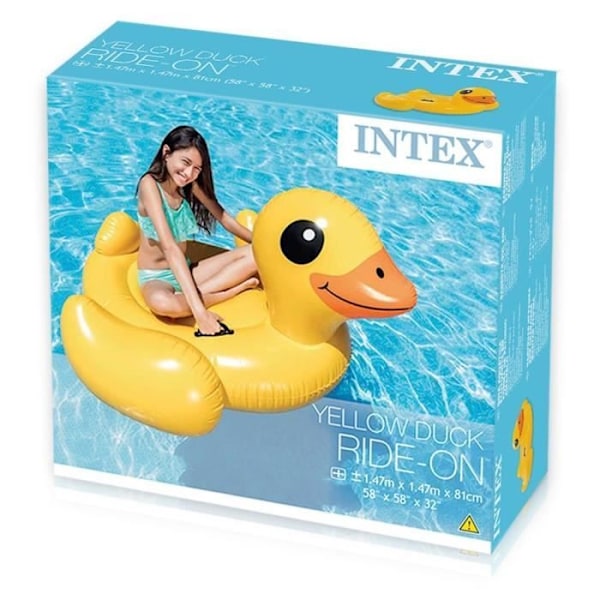 Uppblåsbar Yellow Duck Ride-on Booy - INTEX - Pool Games - 2 grepphandtag