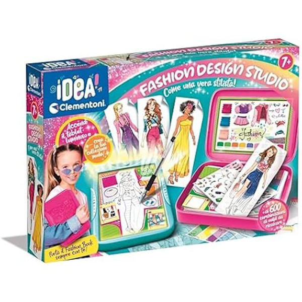 Clementoni Idé-modedesigner, ljusbräda, klädeset, kreativt spel för tjej 6 år, flerfärgad, stativ mångfärgad