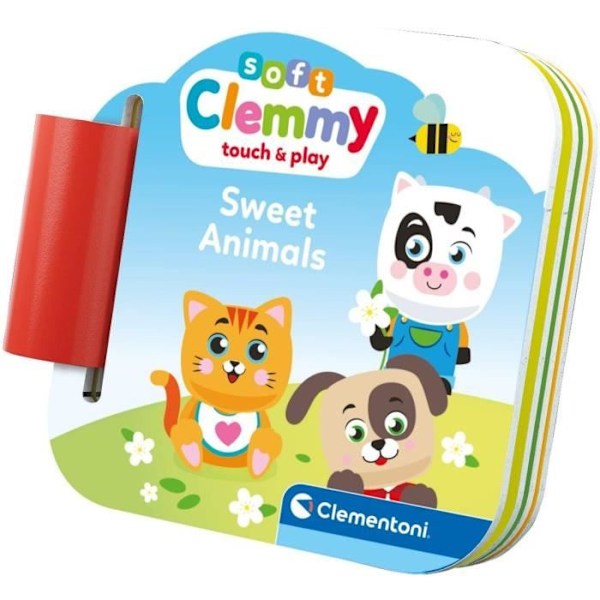 Clementoni - Cubes & Animals Soft Clemmy - 6 kuber + 3 tecken + Bok Flerfärgad