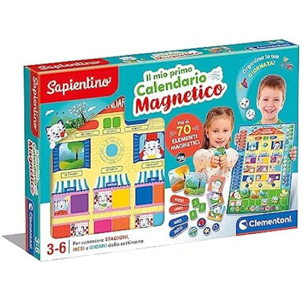 Clementoni- Sapientino – Mit første spil 3 år gammelt, Magnetic Board læring sæsoner, måneder, dage, børnekalender, italienska