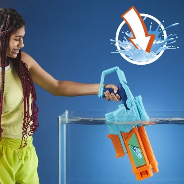 Nerf Vattenpistol Mega Dunk-Fill, enkel och snabb påfyllning, 1L tank, Nerf Super Soaker, från 6 år. Flerfärgad