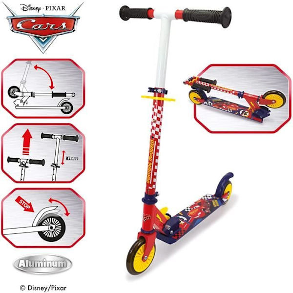 Smoby - Biler - Foldbar 2-hjulet scooter - Metalstruktur - Scooter med justerbart styr Röd