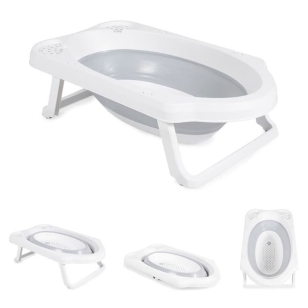 Chipolino vikbadkar för baby, ihopfällbart, Perla 87 cm långt, förvaringsfack [Grå] Grå