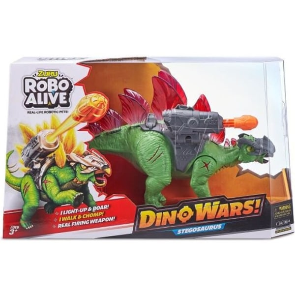Robotic Dino - ZURU - Dino Wars Stegosaurus - Stegosaurus Robo Alive med rustning, lysplader og pistol Flerfärgad